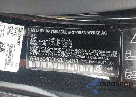 2019 BMW M850I xDrive z USA, uszkodzony, nr VIN WBABC4C50KBJ35840